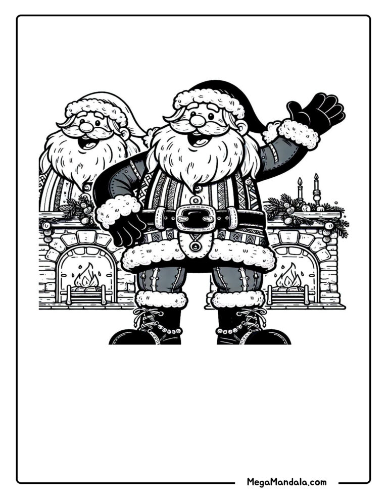 An image showing 10 Santa Claus Coloring Pages (Free PDF Printables)
