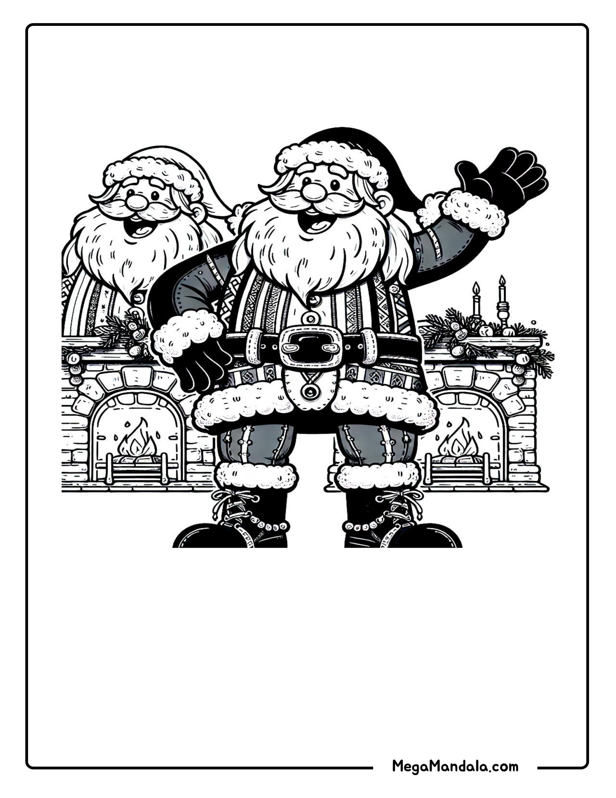 An image showing 10 Santa Claus Coloring Pages (Free PDF Printables)